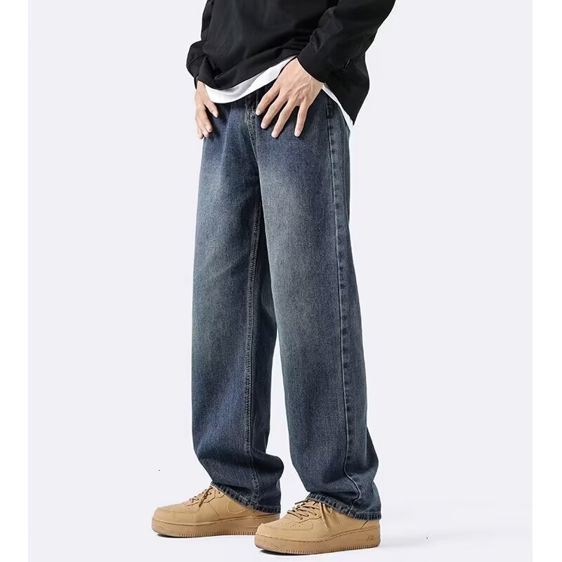 Wukong In Stock American Retro Designer Pants Washed Straight Jeans Men's Trendy Loose Wide-leg Casual Versatile Long Pants