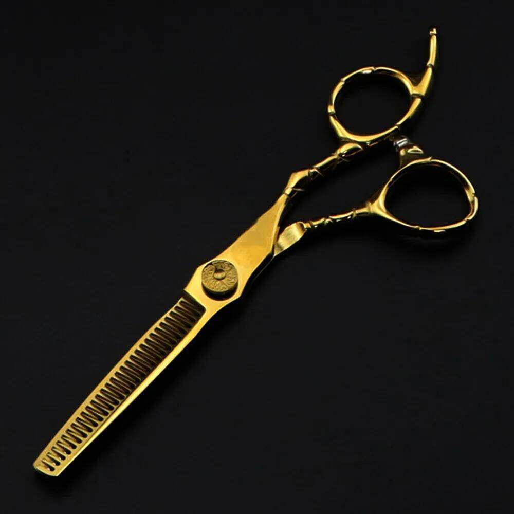 Professional Japan 440c steel 6 '' Gold hair cutting haircut thinning barber tools cut shears hairdresser scissors H260303