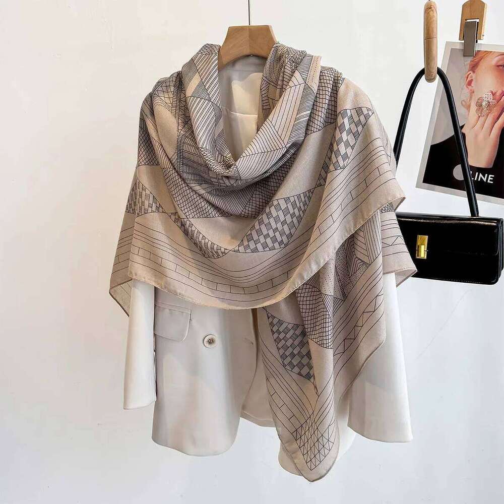 130*130cm Large Shawl Beach Wraps Women Luxury Printed Square Scarf Breathable Scarves Bandanas Elegant Hijab For Travel XJ260304