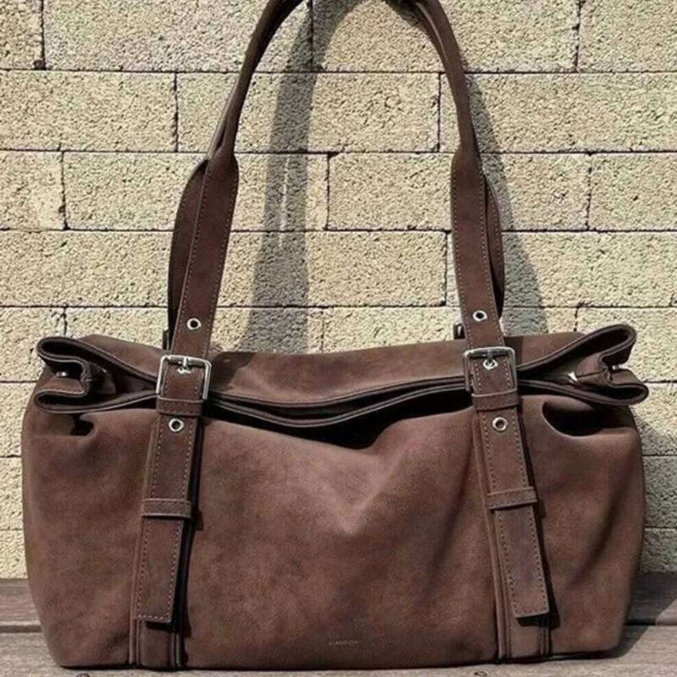 OLOEY Suede Large Capacity Commuter Tote Shoulder Handbag Underarm Bag Soft And Durable