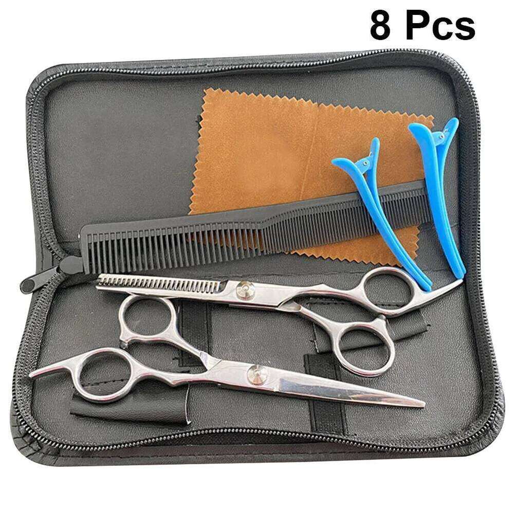 1Set Hairdressing Scissors Stainless Steel 6-Inch Teeth Straight Cut Comb Clips Storage Bag Hair Styling Tools Barber H260303