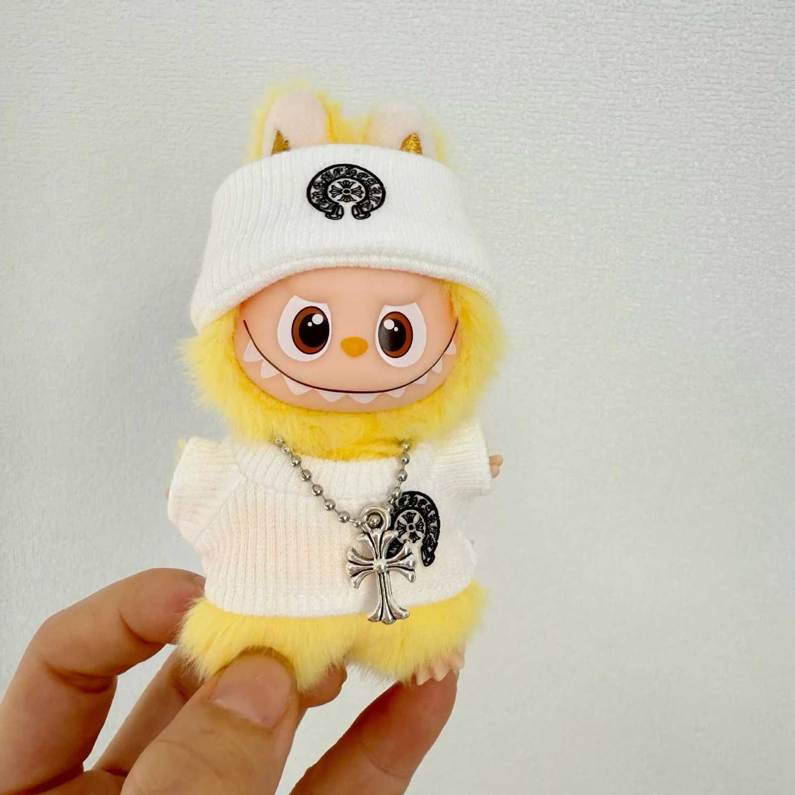 Fashion Cross Knit Set with Beanie & Sweater for 10cm Labubu Series 40 Dolls DIY Decorative AccessoriesT260304