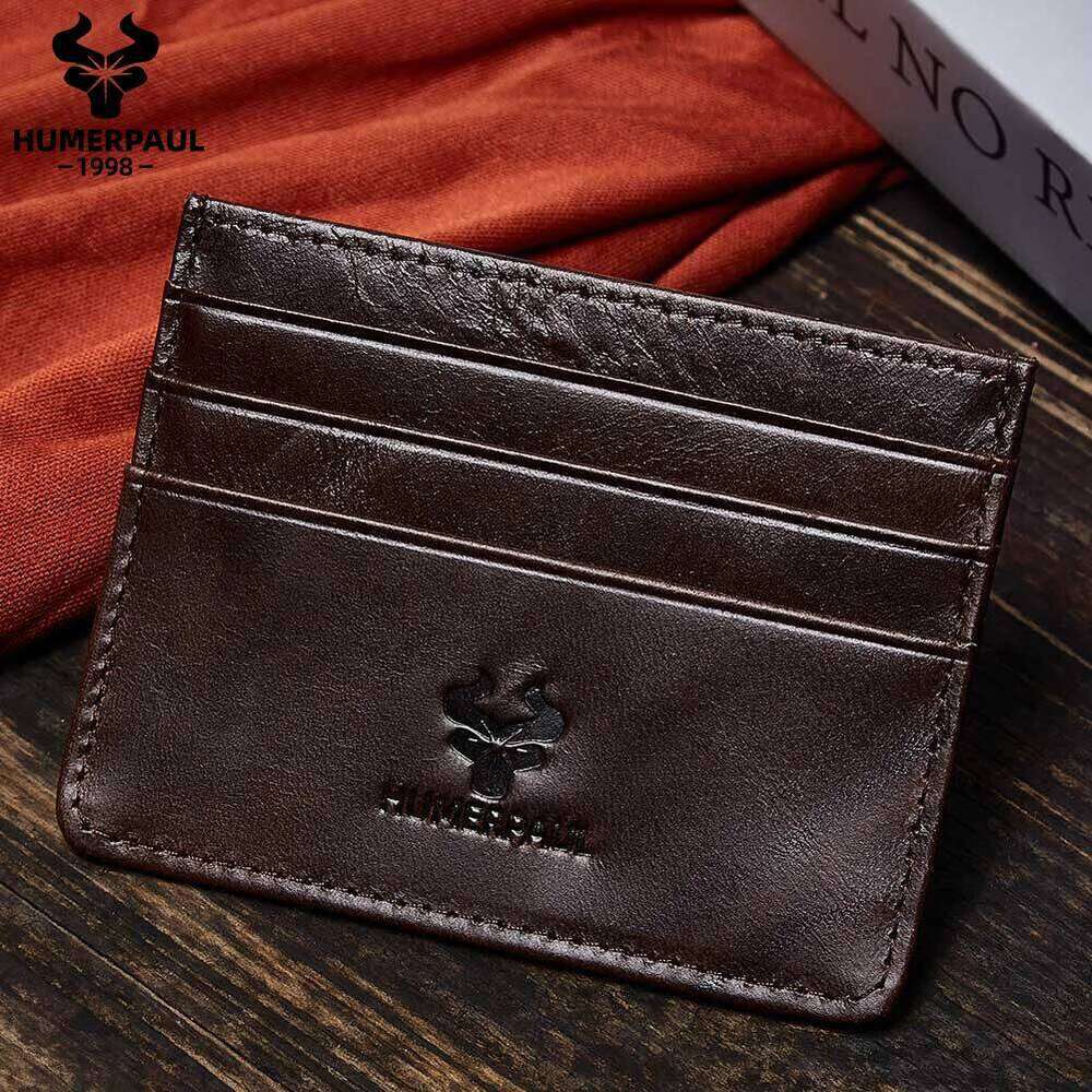 HUMEPRAUL 100% Genuine Leather Holder Wallet Slim Hight-Capacity Card Case RFID Caual Exquisite Cards Storage Money Bag C260304