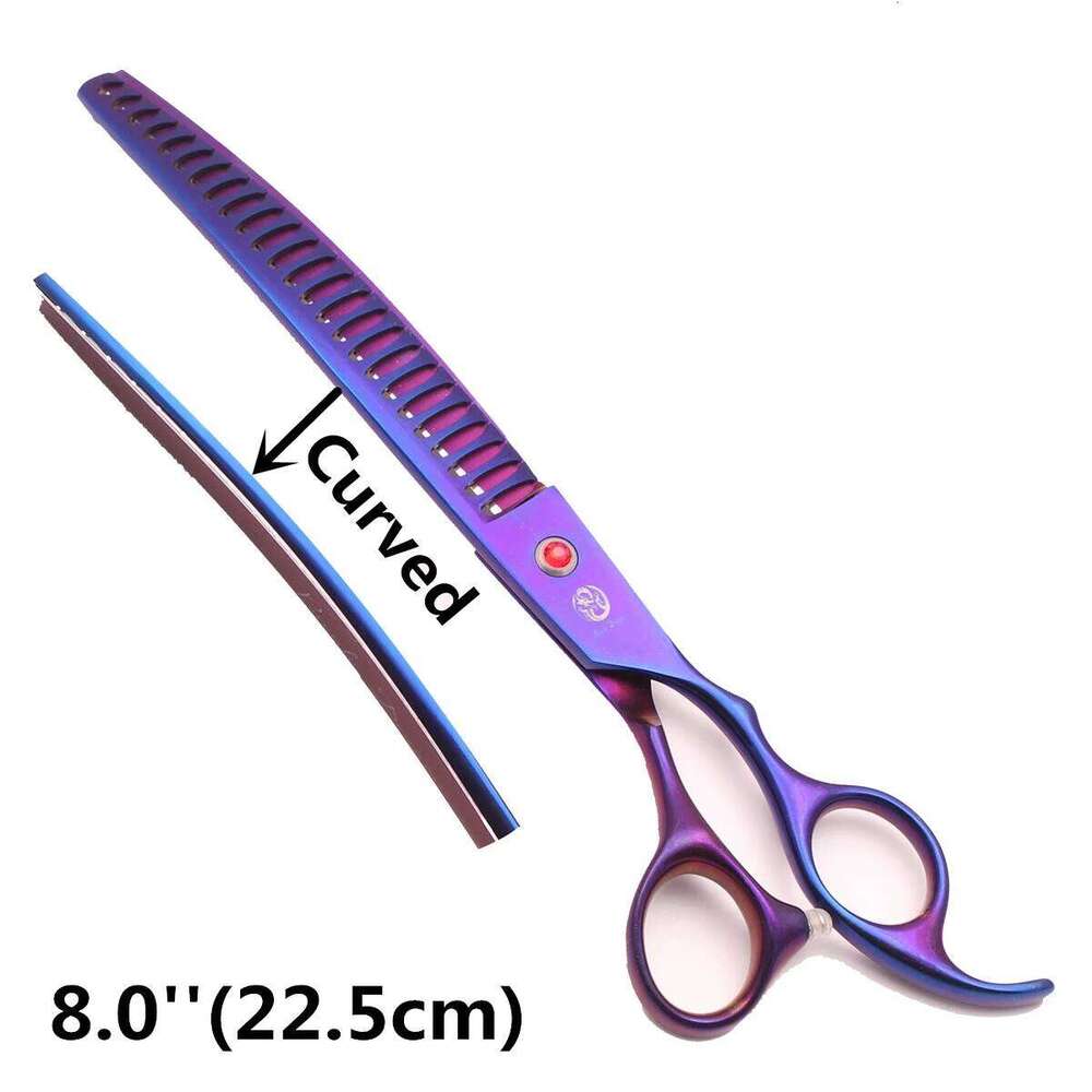 Purple Dragon 7.0'' 8.0'' Pet Grooming Thinning Shears Professional Cat Dog Curved Scissors Hair Cutting Comb Z3005 H260303