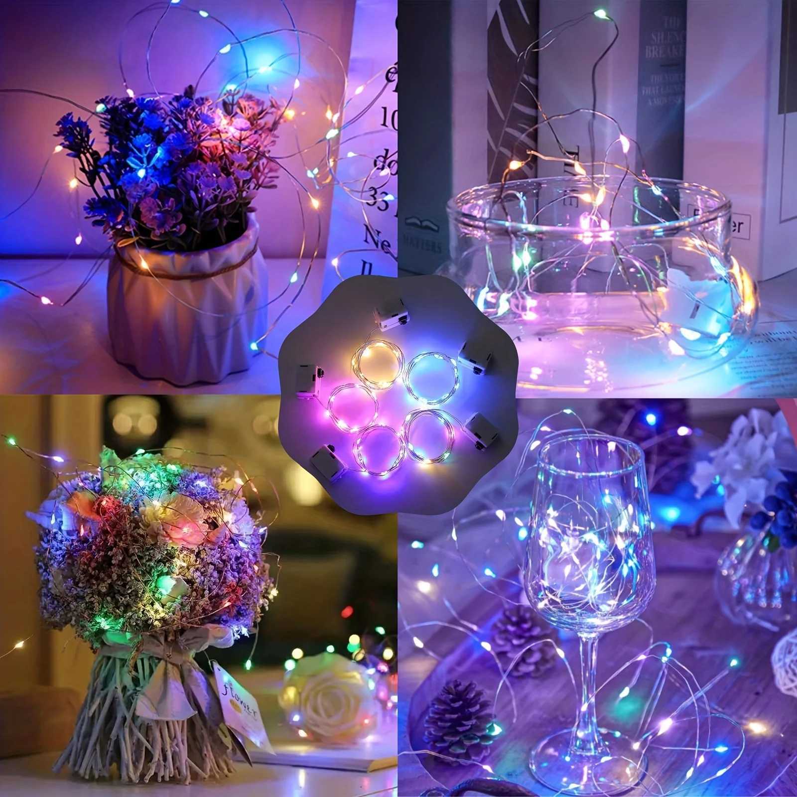 5Packs 1m LED String Lights 8 colors for Christmas atmosphere/birthday room decoration/camping/flowers/cakes/toy decoration H260304
