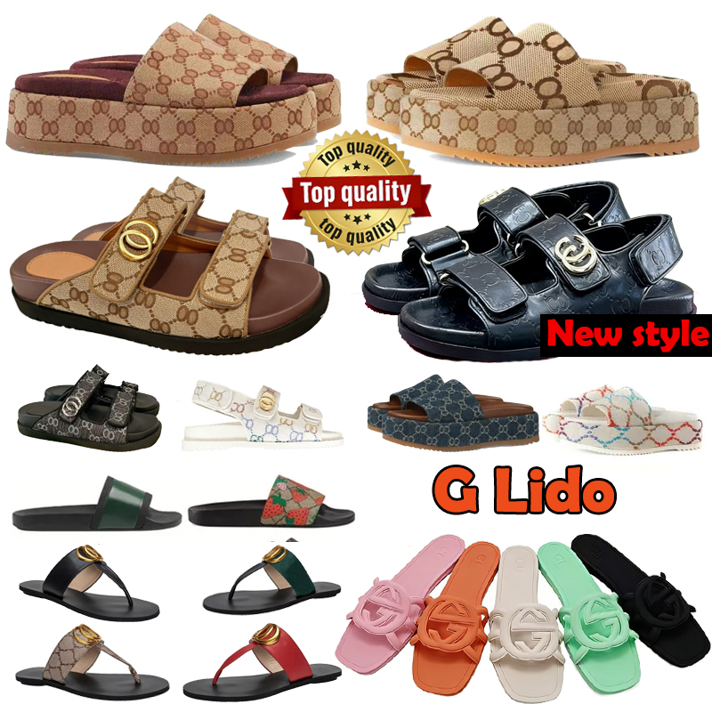 GG Sandals luxury denim sandal Double G Sandal Classic Slippers Lido multi-color Slides Fashionable Easy-to-wear Style Slides Slides Shoes Platform 35-45size