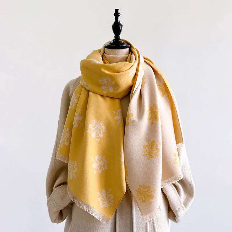 Women's Winter Luxury Thick Warm Pashmina Wrap Imitation Cashmere Scarf with Star Jacquard Design for Casual Wear XJ260304
