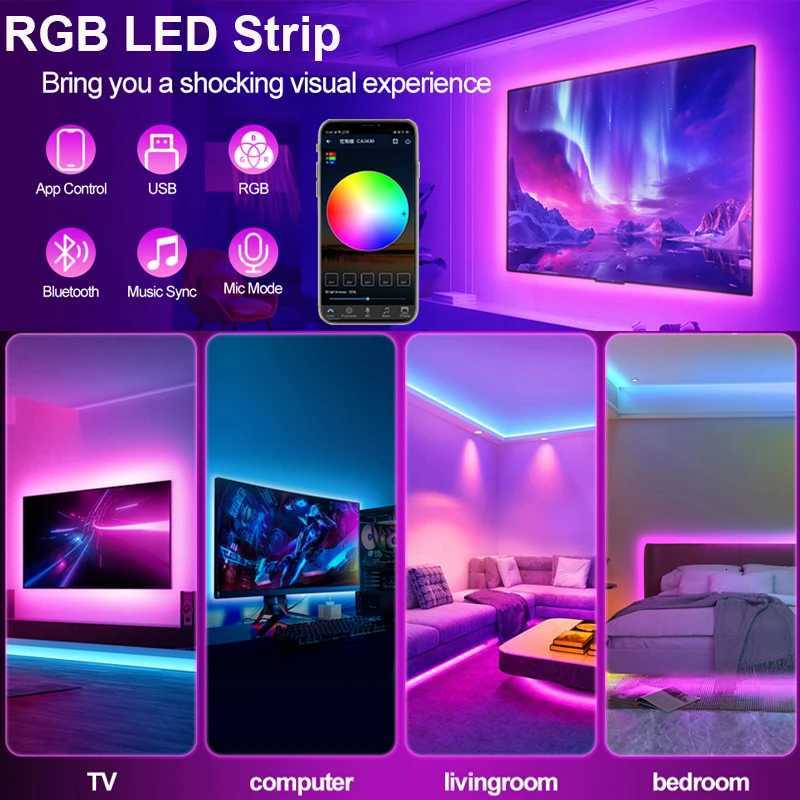 RGB Led Strip Lights 5m 10m 20m 25m Led Room Light Flexible Ribbon Luces Led Tape for TV Backlight Home Room Bedroom Decoration H260304