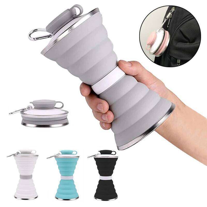 500ML Silicone Bottle Cup Foldable Leak Proof Portable Sports Water Bottles For Outdoor Travel Gym Hiking Reuseable S260303 4dc