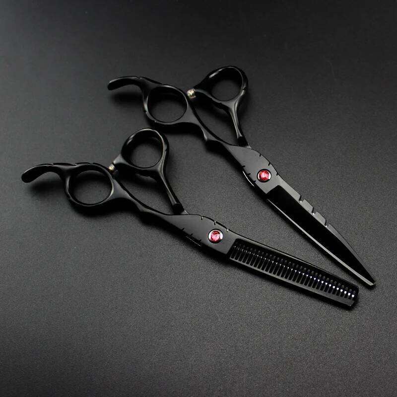 professional Japan 440c 5.5 6 '' red gem black hair haircut scissor thinning barber cutting shears hairdresser scissors H260303