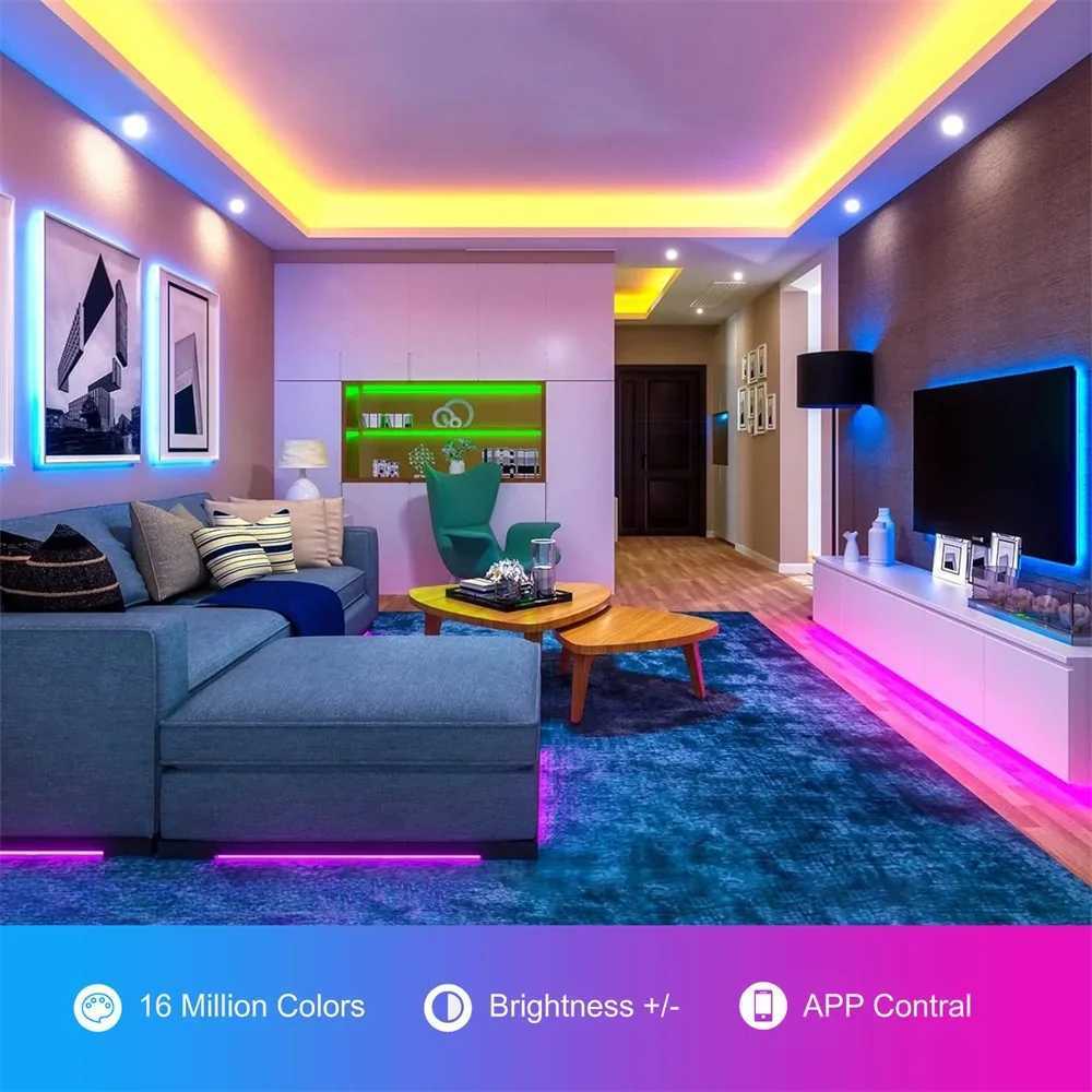 GREATWALL WIFI 100 foot LED strip 50550RGB strip music synchronous color change room home party decoration APP controller H260304