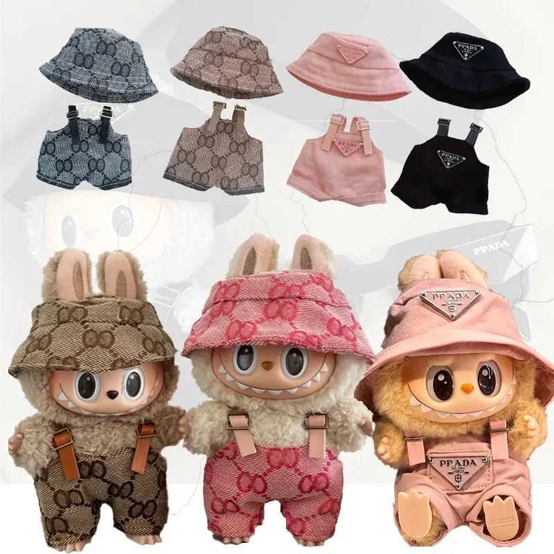 15/17cm Labubu II Monogram Overalls & Hat Set, Luxury Printed Doll Outfit for DIY & Party GiftsT260304