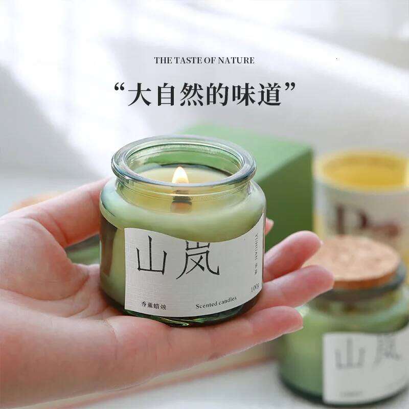6x6.5cm Portable Travel Green Candle, Smokeless Soy Glass Cup Scented Jar, Wax Indoor Light Fragrance Small Gift W260304