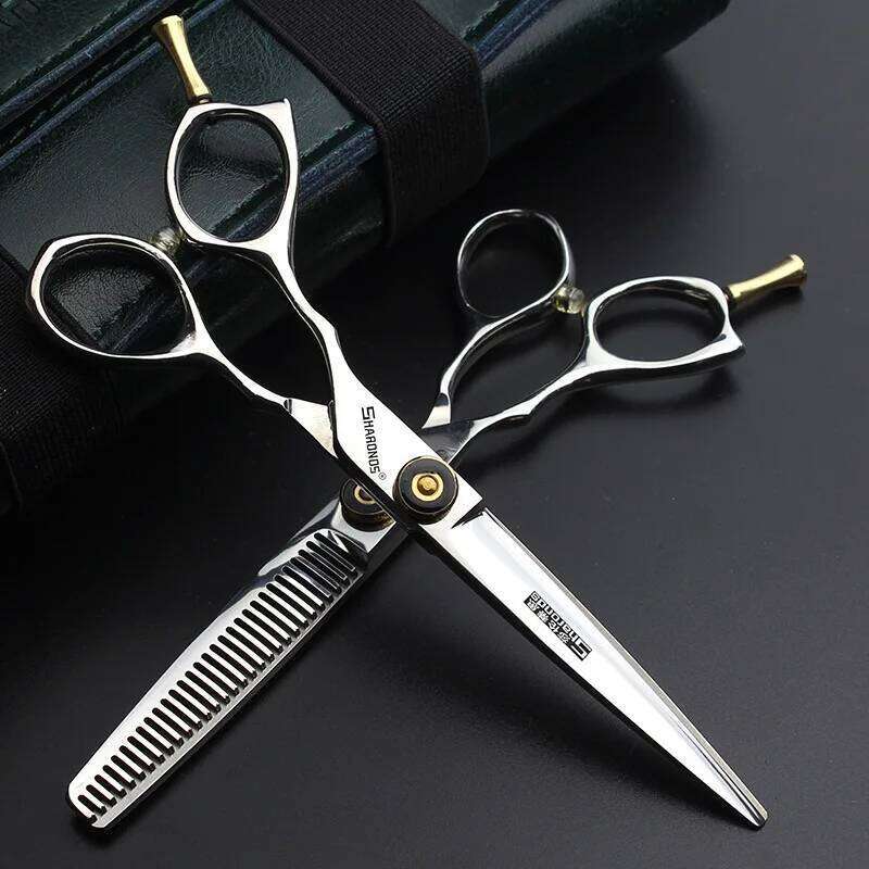 Left-handed Professional Trimming Clippers Flat Scissors, Tooth Scissors 5.5 6 Inches Hair Cutting Tools H260303