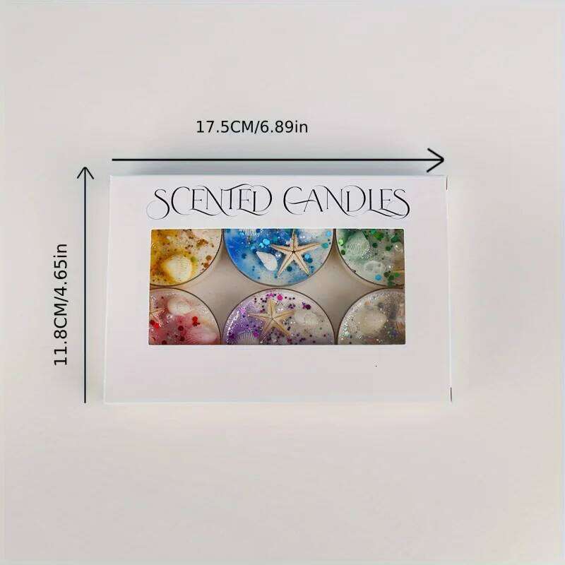 6 Piece Seashell Themed Scented Candle Set with Pearl Glitter Accents , Perfect for Valentine's Day and Graduation Gift W260304