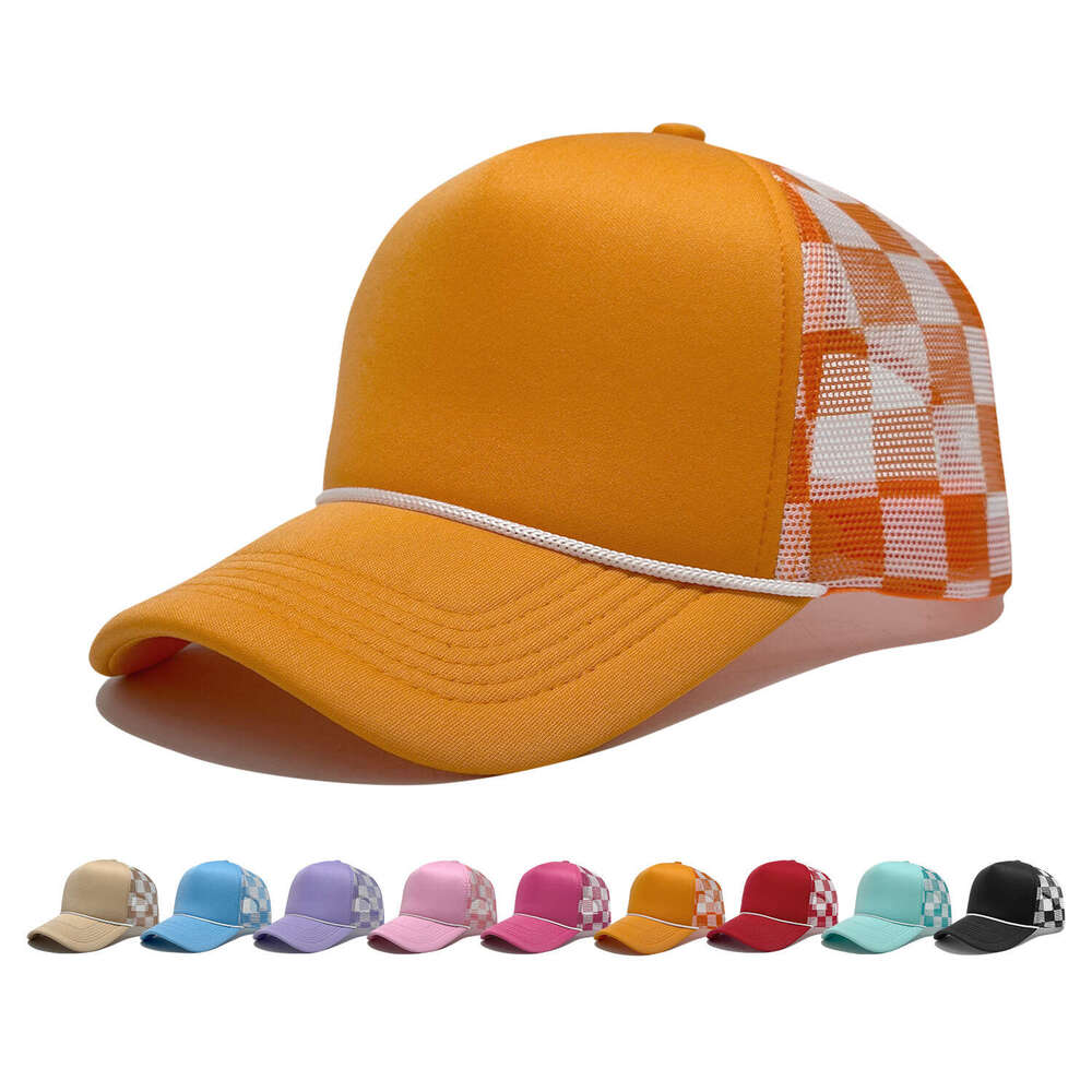 Trucker Hat Free Shipping Mesh Checkered Women Adjustable Baseball Cap Breathable Stylish Simple Sun Protection Travel Outdoor Activity Cap