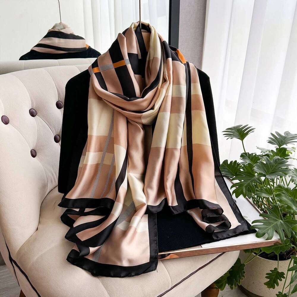NEW Elegance Scarf Spring Summer Women Beach Sunscreen Fashion Party Shawl China Quality Silk Lady Popular Print Scarves Hijab XJ260304