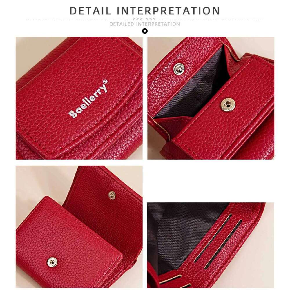 Solid Color Multi-Card Trifold Coin Fashion Casual New Women's Short Wallet Simple Mini Pu Purse Card Holder Gift Ladies C260304