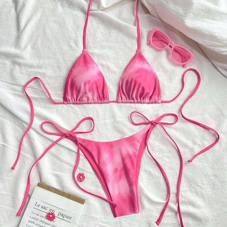 New Fashion Sexy Tie Side Swimsuit Women Beach Bikini Hot Spring Y260303