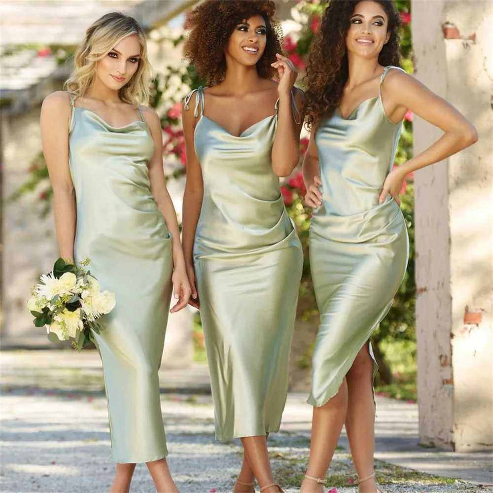 MisShow Satin Cowl Neck Women Beach Midi Dresses for Summer Sexy High Slit Sheath Evening Party Dresses for Christmas New Year M260304