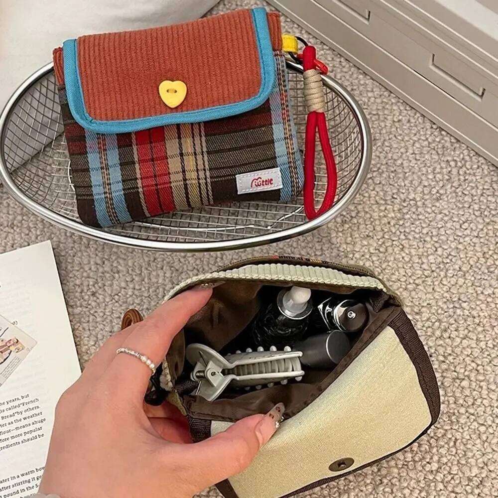 Portable Data Cables Organizer Sanitary Pads Multipurpose Large Capacity Cosmetic Bag Contrast Color Coin Purse Women Girls C260304