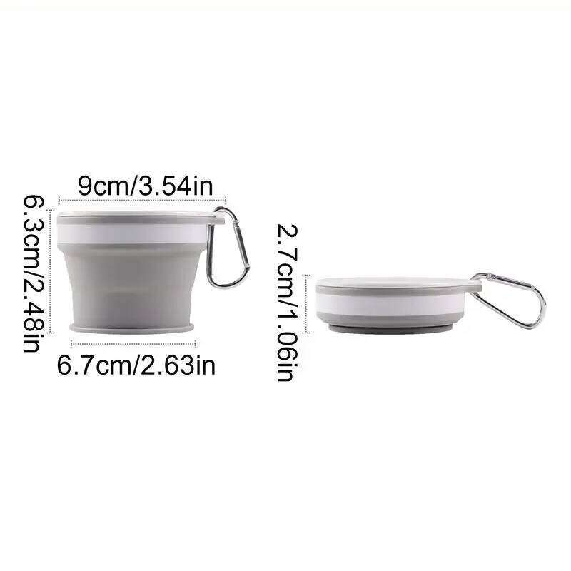 Folding Cups Food Grade Water Silicone Retractable Portable Outdoor Handcup Reusable Leak Proof Camping Cup with Carabiner S260303