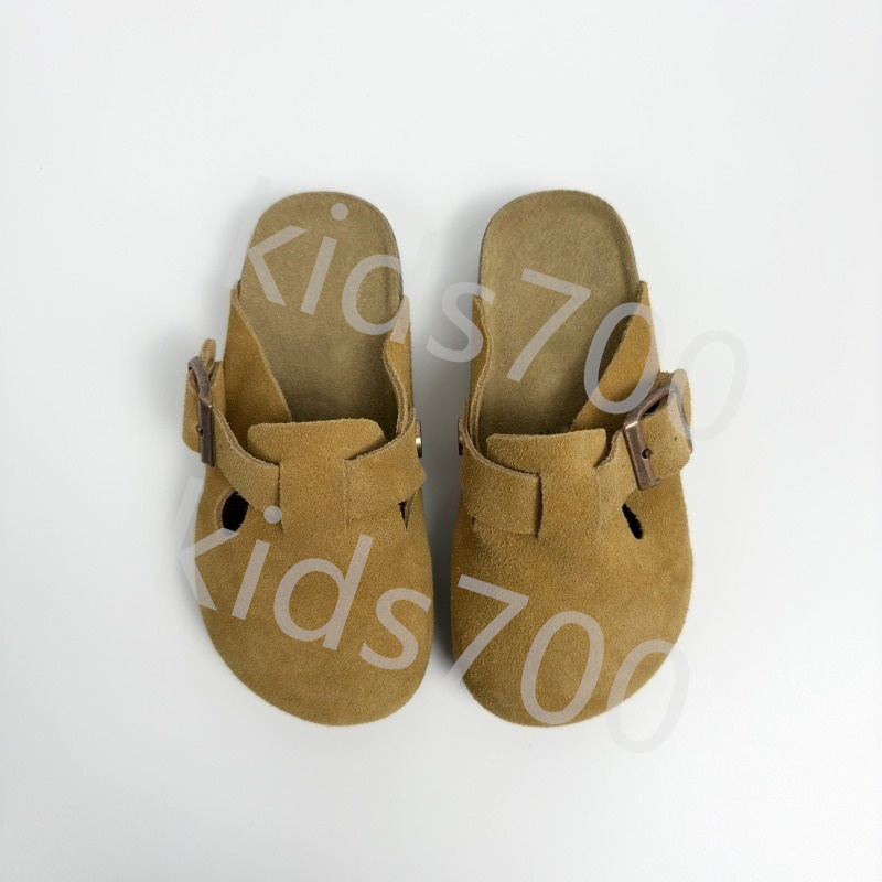 Kids Sandals Leather Crok Scrapes Flat Sole Slides Slippers Boys Girls Casual Outdoor Shoes Children Youth Clogs Sandal Kid Toddler Summer Non-slip Sl