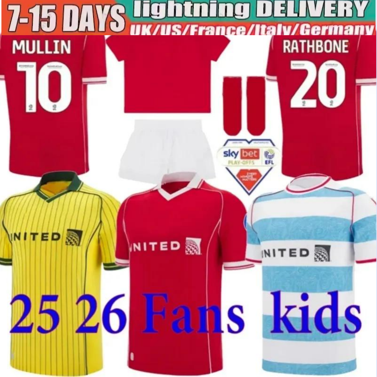 25 26 Wrexham Soccer Jerseys S. Boden F. Takyi P. Rutherford S. Wedgbury Allsopp Billy Ashcroft 2025 Home Football Shirt MEN KIDS Kits Full Set DAVIES YOUNG MULLIN CANNON