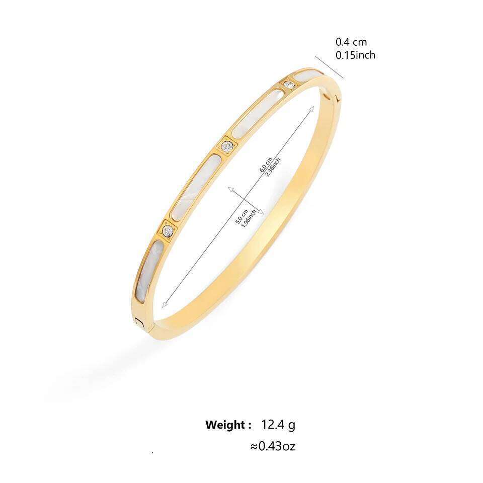 ZAKOL Niche Design White Fritillary Shell Stainless Steel Bracelet for Women Fashion Inlaid Zirconia Daily Bangle Jewelry Gift XJ260303