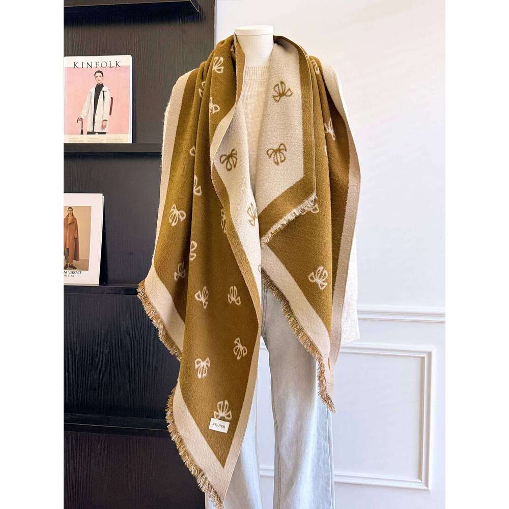 Winter Warm Unisex Faux Cashmere Scarf Trendy Patterns Irregular Cut Two-Way Wear Soft Warmth Practical Neckerchief XJ260304