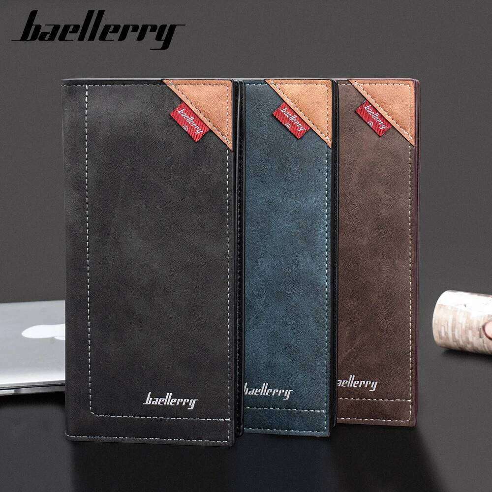 Color Blocking RFID Wallet for Men, Baellerry Long Business Card Holder with Many Pockets, Formal Office Use C260304