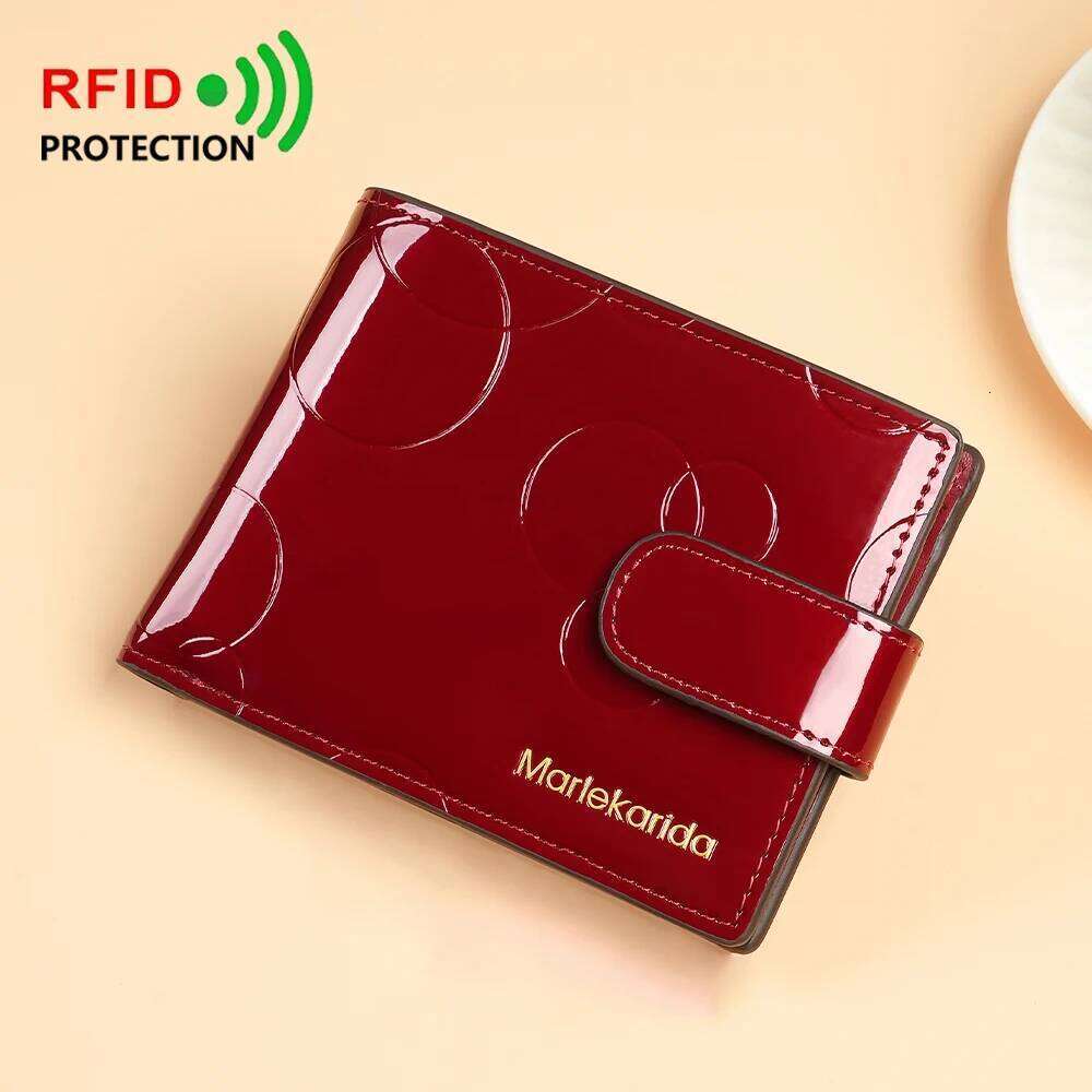 Fashion women's wallets Patent leather RFID Blocking Card Holder Purses for Women Short Bifold Wallet with Coins Pocket Handbags C260304