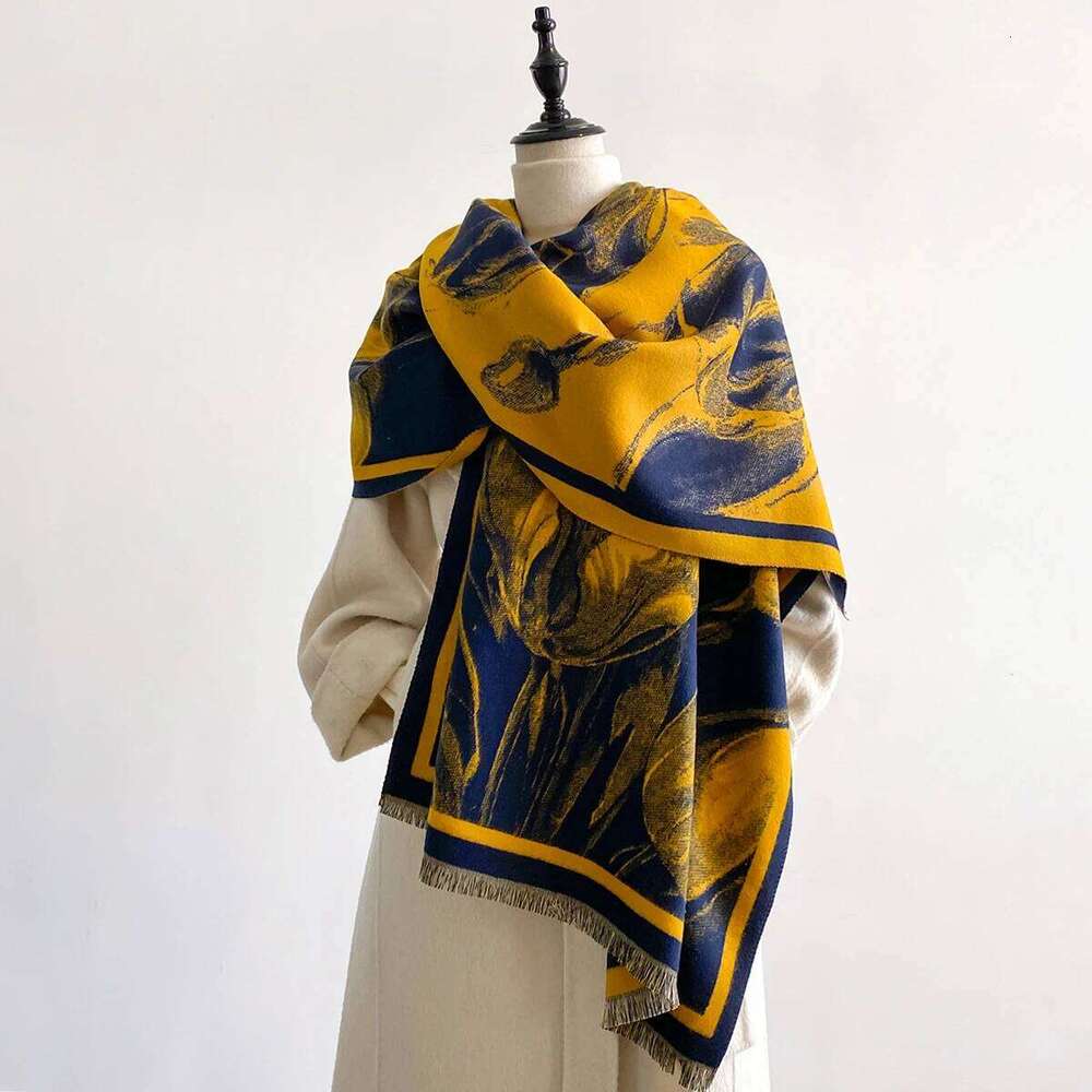 New Luxury Design Winter Two-Sided Cashmere Jacquard Scarves High Quality Women Thicken Wrap Shawl Ladies Brand Pashmina Scarf XJ260304