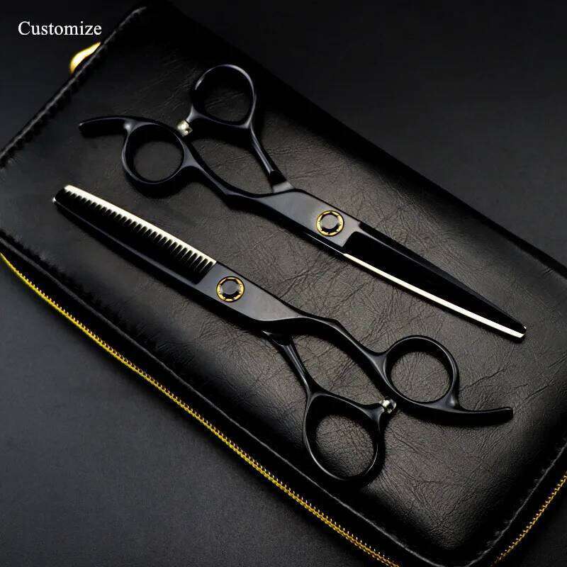 Customize logo /name JP440c 6 '' black Bearing hair haircut thinning barber tools cutting shears hairdresser scissors H260303