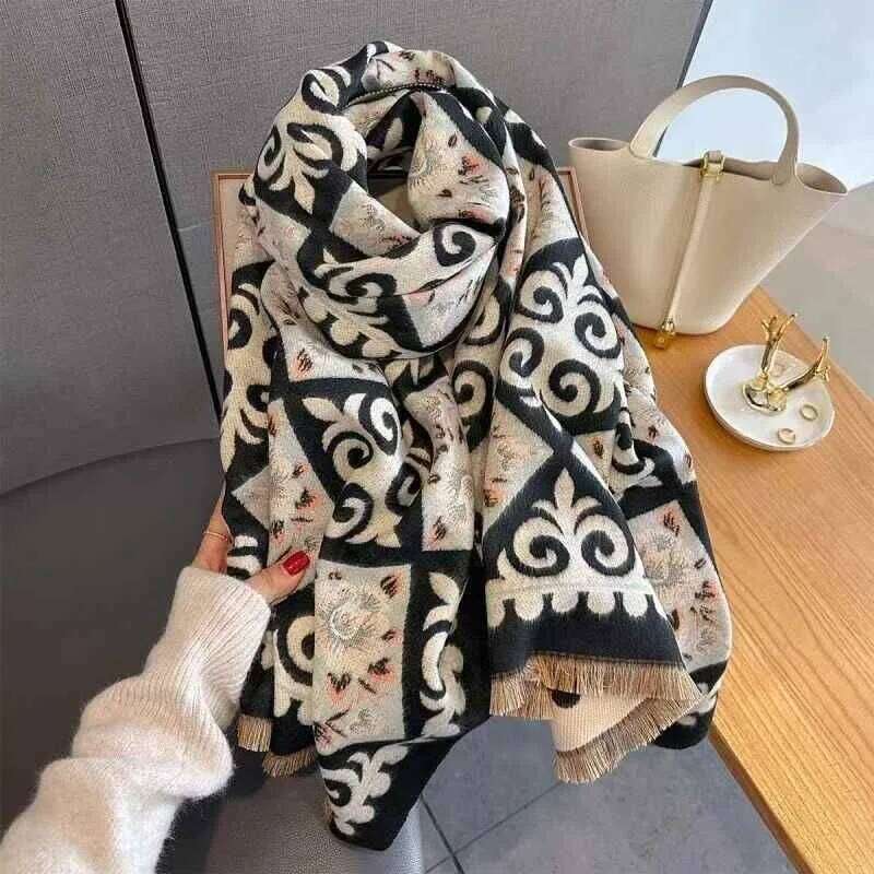 Versatile Faux Cashmere Scarves Shawl for Women Autumn Winter Multi-Functional Neck-Protecting Warm Windproof Scarf XJ260304