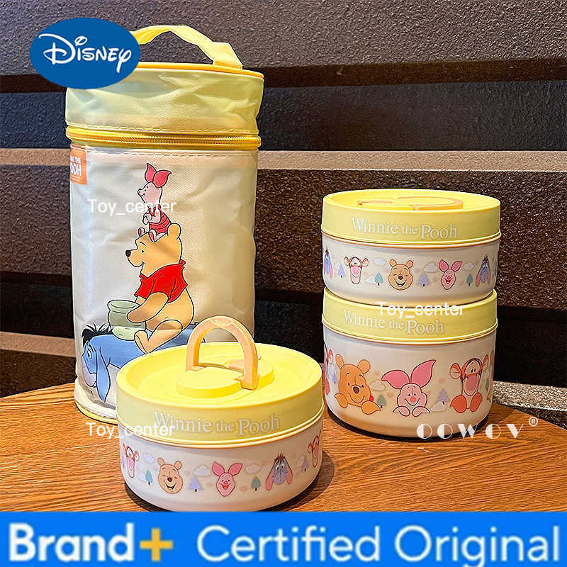 Winnie The Pooh Mickey Cartoon Stainless Steel Food Grade Lunch Box High Aesthetic Value Home Use Bento Box Kitchen Dining Bar H26030411