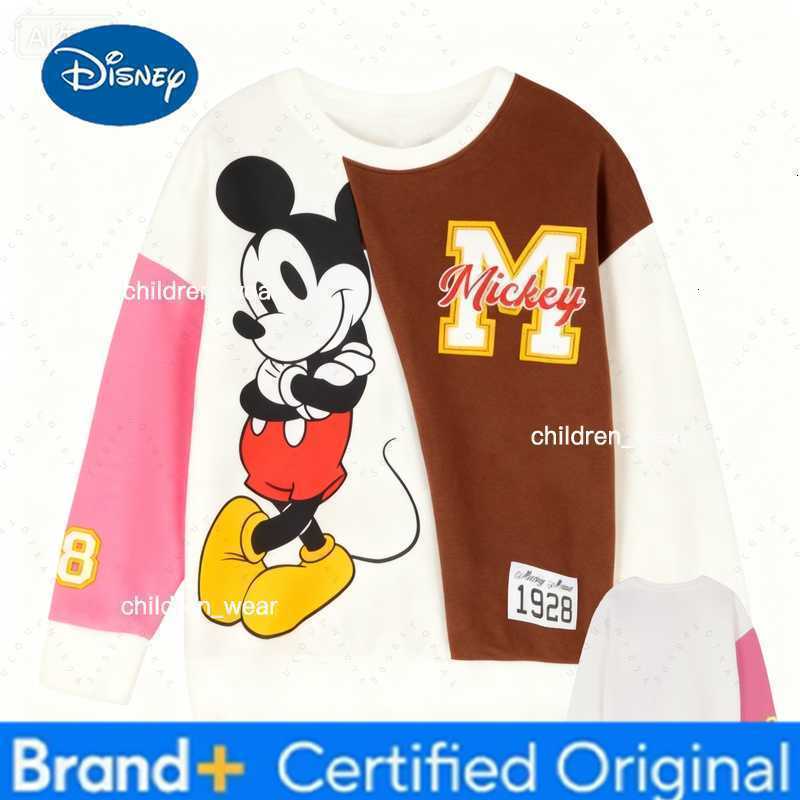 Disney Mickey Contrast Color Cartoon Print Adult Kids Crewneck Pullover Thin Sweatshirt Soft Comfy Stylish Relaxed-Fit Autumn Winter H260304