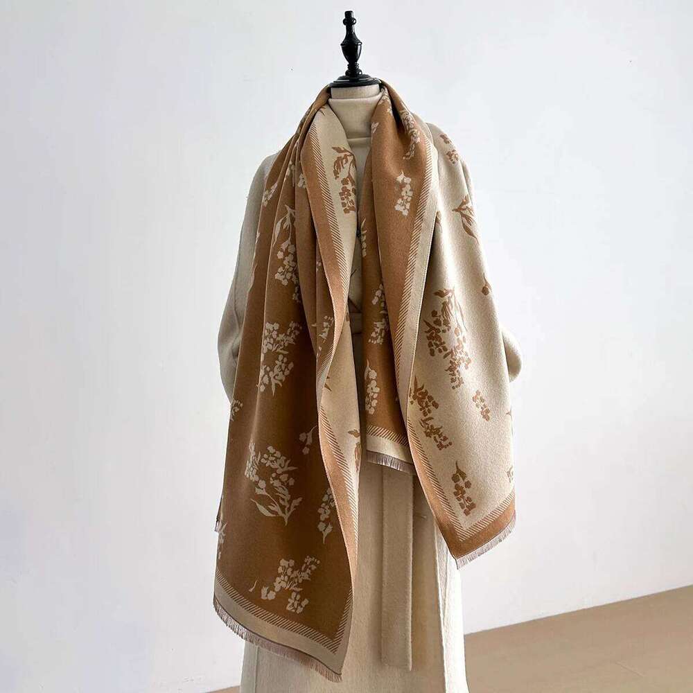 Women Winter Scarf Pashmina Shawls Lady Wraps Thick Warm Floral Pattern Bufanda Echarpe Female Cashmere Imitation Stoles XJ260304