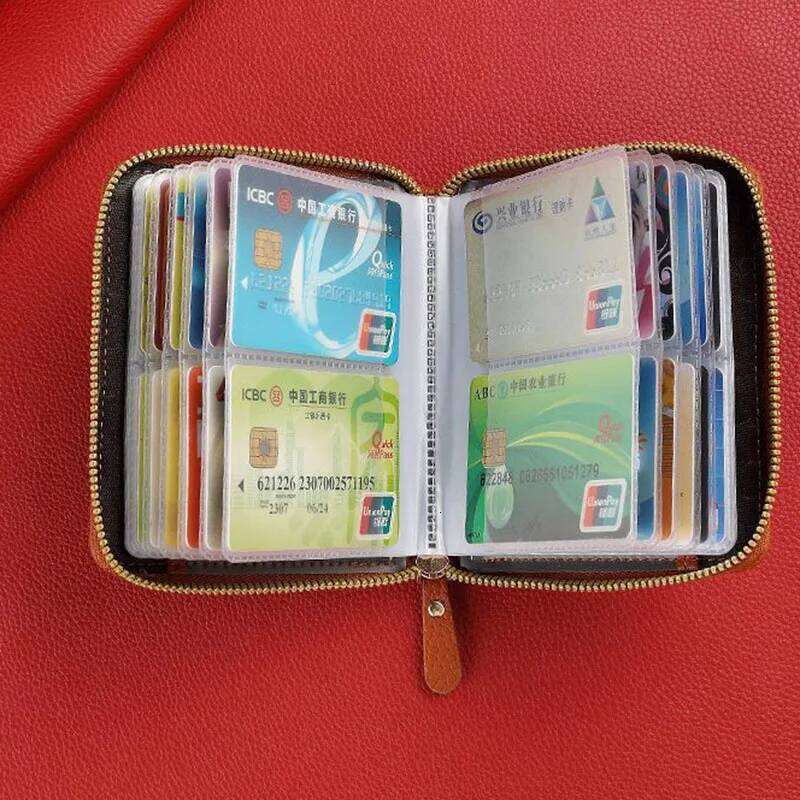 Ladies Leather Zipper Slim Business Card Holder Bags Multi-Card Wallet Ultra-Thin Minimalist Bank Cards Coin Money Purse C260304