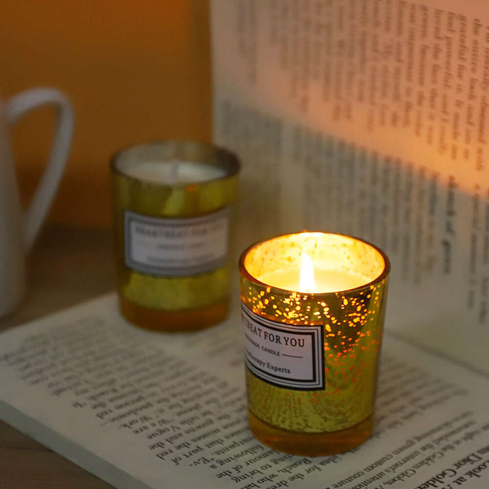 Cross-Border Electroplated Plant Wax Scented Candle for Bedroom and Bathroom, Long-Lasting Fragrance, Aromatherapy Gift, Tungsten Lamp W260304