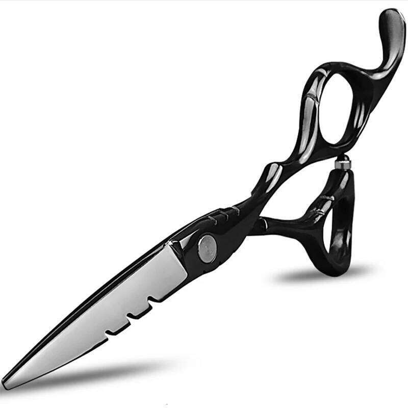 Japan 440C Titanium Qlating Barber Professional Scissors for Hairdresser 5.5 / 6.0 Cutting Thinning Black Hair Scissor Shears H260303