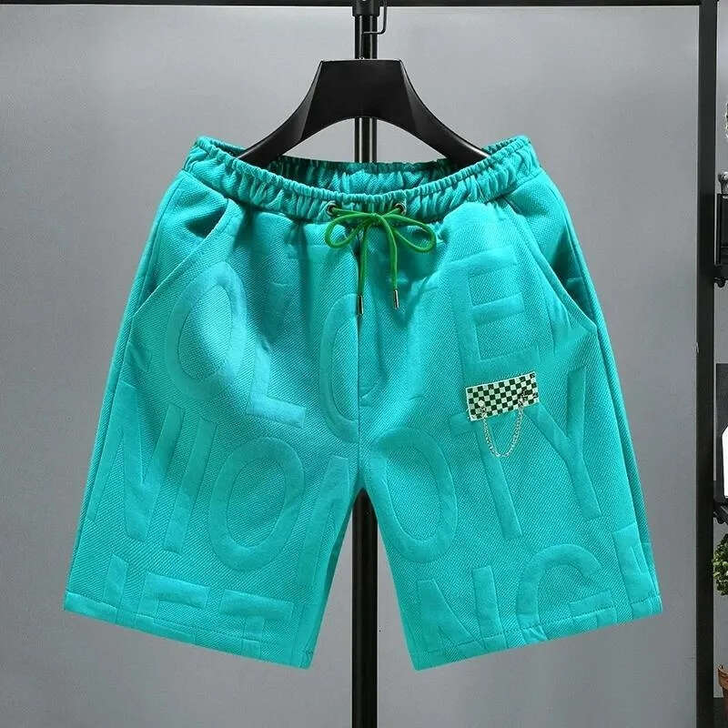 Men's Shorts Letters Fashion Knitted Men Comfortable Elastic Waist Clothing Male Breathable Short Trousers Daily CommuteMen's Clothing