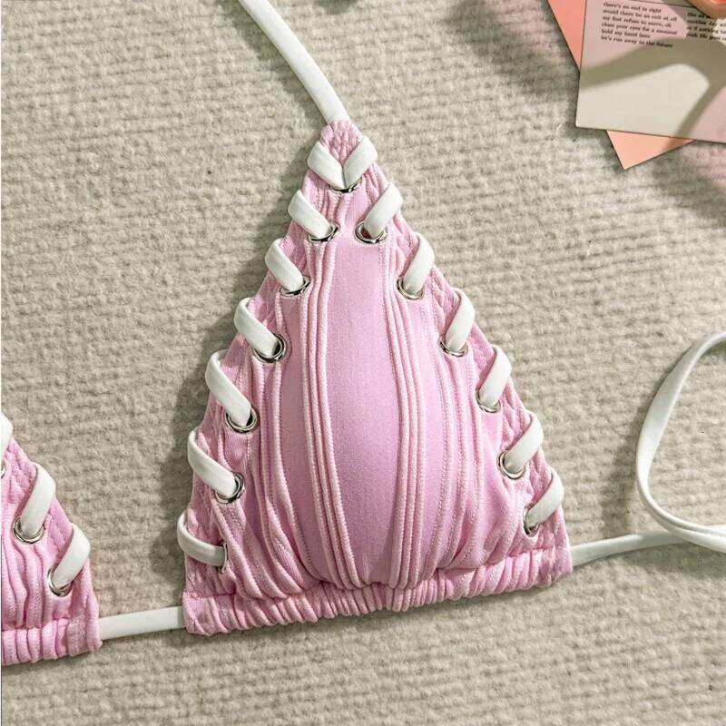 New Sexy Bikinis Pink Swimsuits Women Swimwear Push Up Female Beach Swimming Wear Bathing Suit Brazilian Bikini Set Pool Bather Y260303