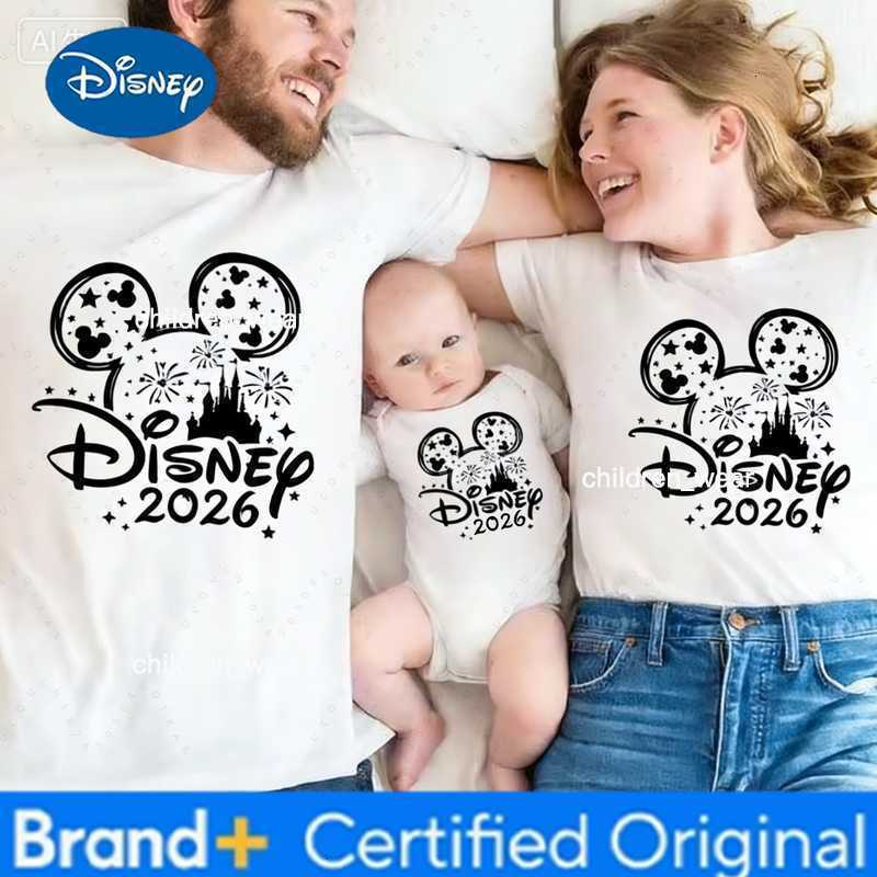 Disney 2026 Trip Mickey Minnie Mouse Family Match T-Shirt Cotton Dad Mom Bro Sis T Shirt Matching ful Gift Parent-Child Tee H260304