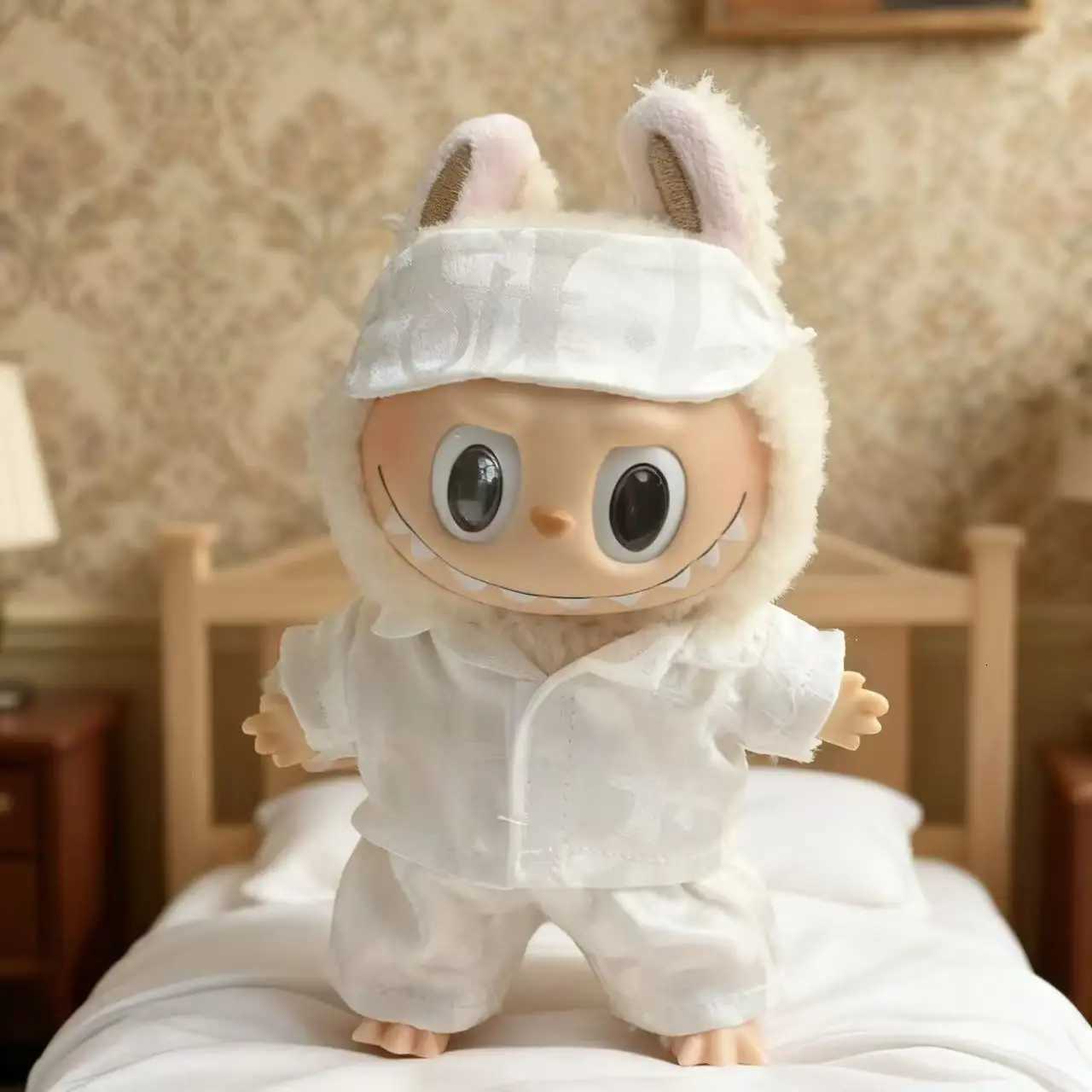 Labubu 15-17cm Pajama Set - 3-Piece Sleepwear with Eye Mask for V1/V2/V3, Kawaii Doll AccessoriesT260304