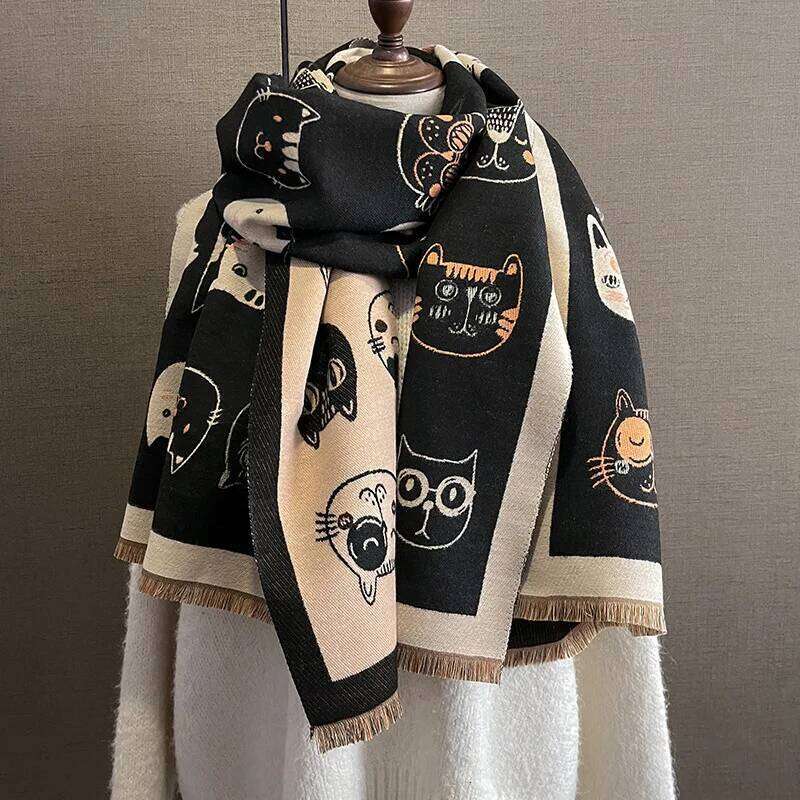 Cute Thickened Tassel Warm Scarf For Women Long Pashmina Shawl Faux Cashmere Warps Autumn Winter High Quality Blanket XJ260304