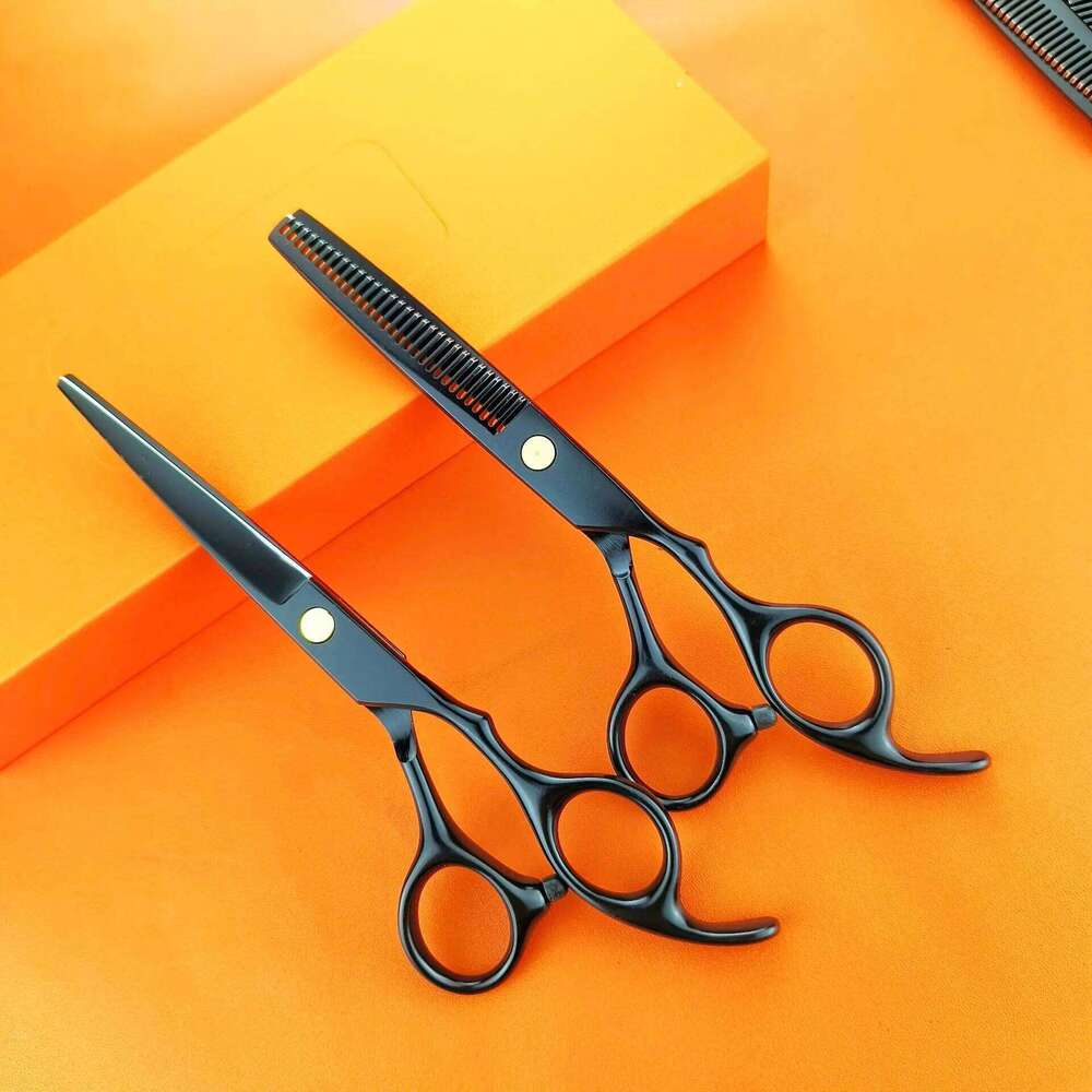 6.0 inch black New Professional Hairdressers Japan 440C Barber Big Cutting Scissors Thinning Shears Hair Clipper H260303
