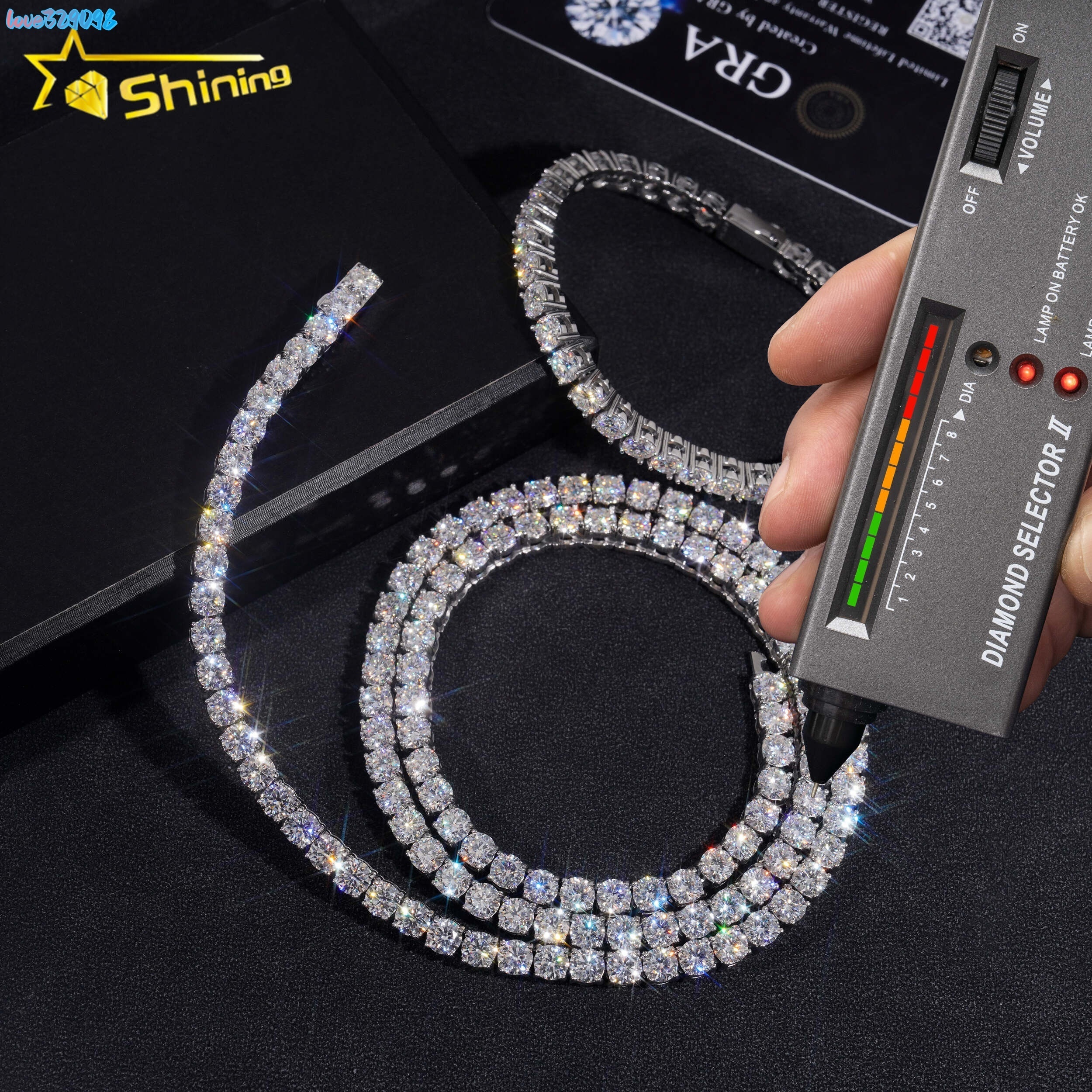 Trendy fashion style full diamond cut test 925 silver hip hop 5mm moissanite tennis chain
