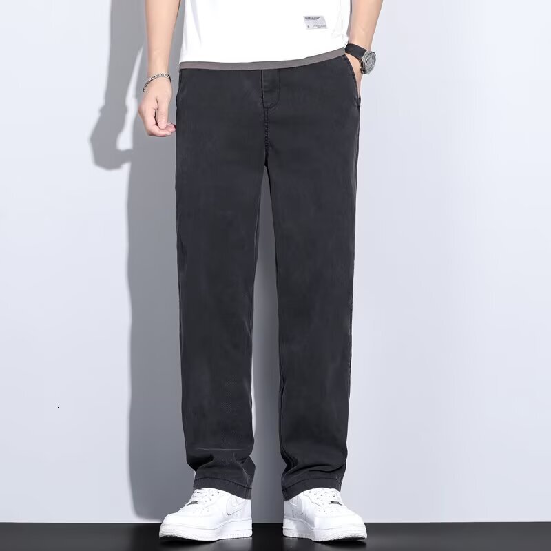 Summer Thin Denim Pants For Men New Designer Pants Loose Straight Breathable Ice Silk Casual Long Pants