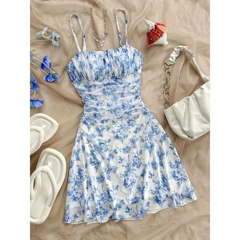 Dresses Spring Summer Cute Dating Ditsy Floral Sleeveless Square Neck Mini Cami Casual Dresses For Women M260304